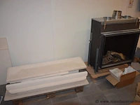 Showroom inbouw gashaard bellfires large derby 3 plus schoorsteenmantel pierre de lense geschuurd afm 138x30x123cm, gedemonteerd - afbeelding 1 van  4