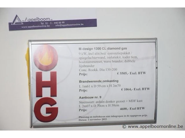 Showroom inbouw gashaard m-design 1300cl diamond gas, gedemonteerd - afbeelding 3 van  3
