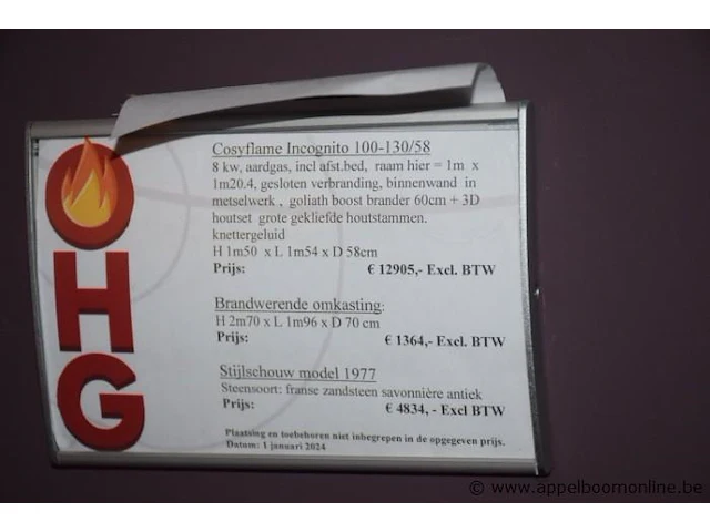 Showroom inbouw openhaard cosyflame incognito 100-130/58 afm 150x154x58cm, gedemonteerd - afbeelding 2 van  2