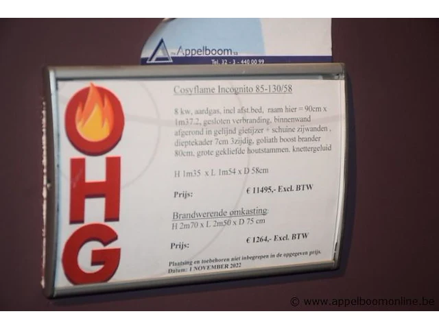 Showroom inbouw openhaard cosyflame incognito 85-130/58 afm 135x154x58cm, gedemonteerd - afbeelding 2 van  2