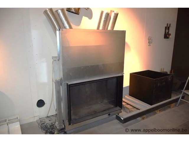 Showroom inbouw openhaard m-design luna diamond plus 1150v plus metalen houtbak zwart gelakt, gedemonteerd - afbeelding 1 van  3