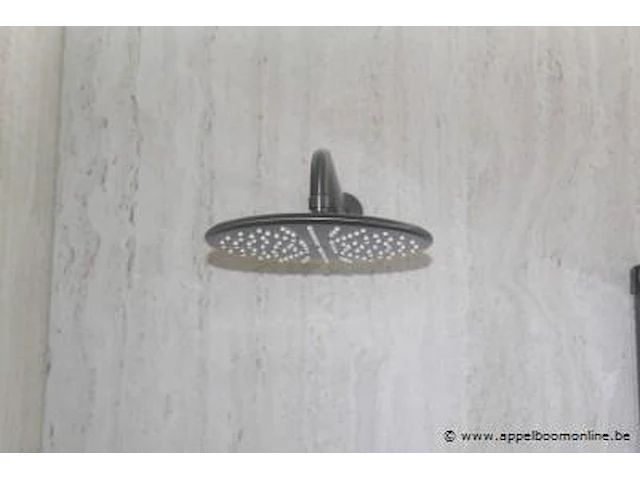 Showroom inloopdouche vv doucheplaat, glasplaat op rail en regendouche afm plm 140x90x240cm - afbeelding 3 van  3