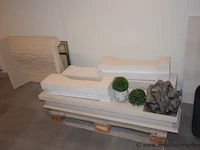 Showroom schoorsteenmantel uit natuursteen mocca creme afm 135x113cm, gedemonteerd - afbeelding 1 van  4