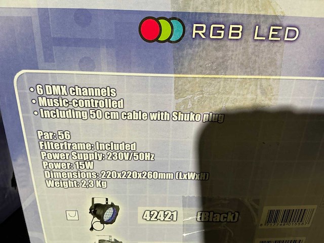 Showtec dmx 56” rgb led-par spotlight (4x) - afbeelding 4 van  4