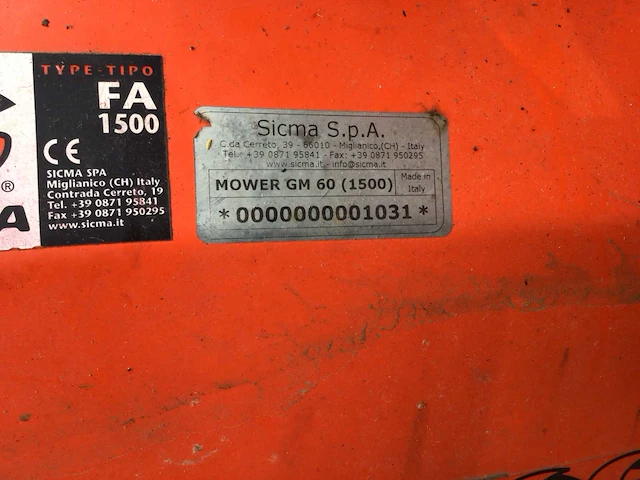 Sicma fa1500 tractor grasmaaier - afbeelding 7 van  8