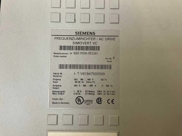 Siemens ac drive simovert vc frequentieregelaar - afbeelding 6 van  6
