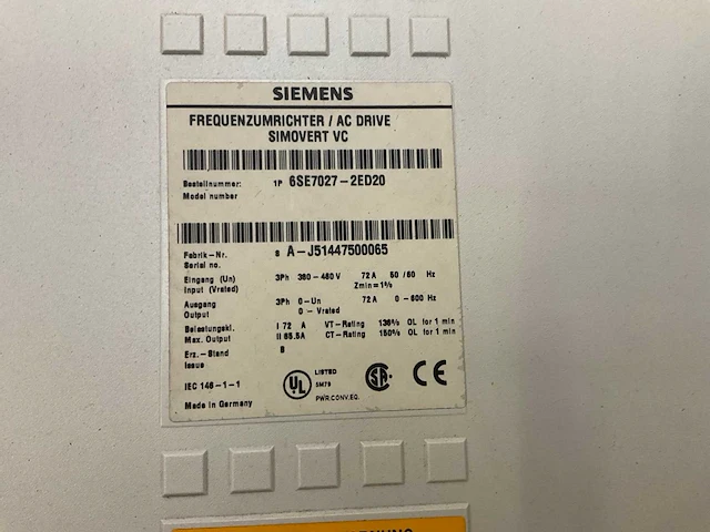 Siemens ac drive simovert vc frequentieregelaar - afbeelding 6 van  6