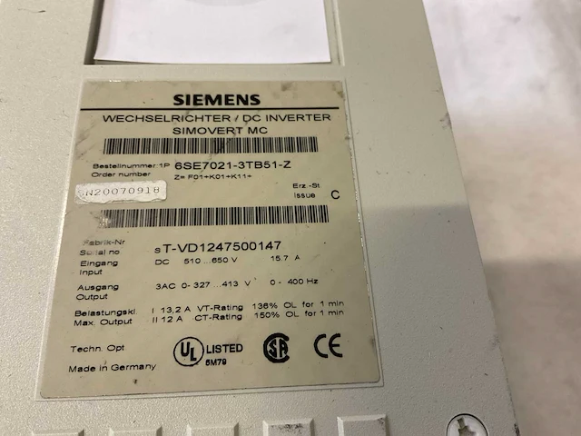 Siemens dc inverter simovert mc 6se7021-3tb51-z omvormer - afbeelding 6 van  7