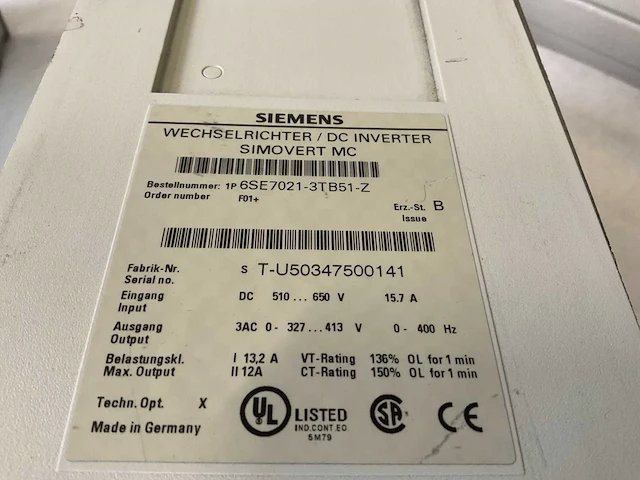 Siemens dc inverter simovert mc 6se7021-3tb51-z omvormer - afbeelding 4 van  5