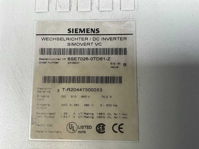 Siemens dc inverter simovert vc frequentieregelaar - afbeelding 5 van  5