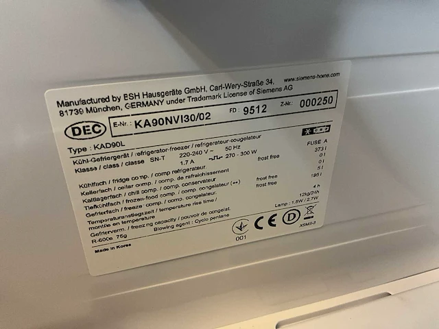 Siemens kad90l koel-/vrieskast - afbeelding 9 van  9
