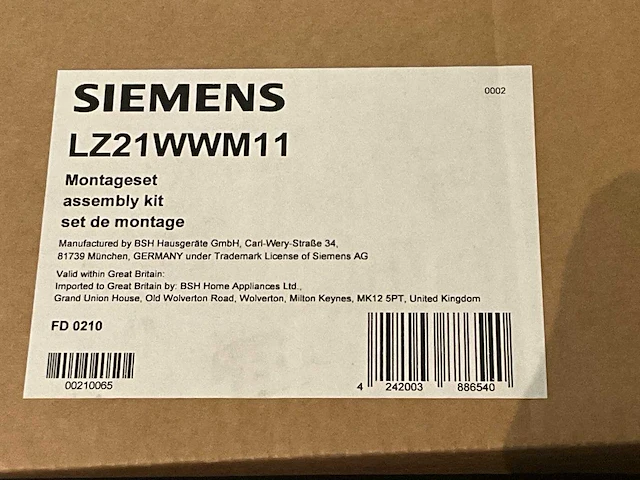 Siemens lz21wwm11 kooksmuts montageset - afbeelding 3 van  6