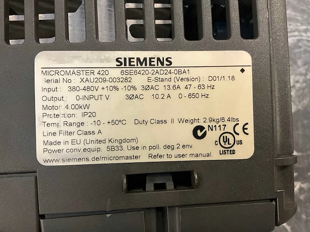 Siemens micromaster 420 frequentieregelaar (2x) - afbeelding 5 van  8