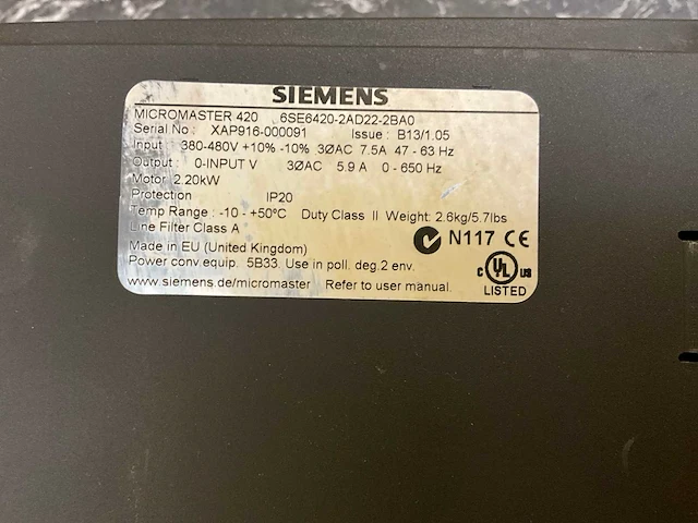 Siemens micromaster 420 frequentieregelaar (2x) - afbeelding 7 van  9
