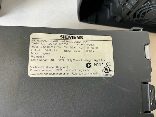 Siemens micromaster 420 frequentieregelaar (3x) - afbeelding 3 van  5