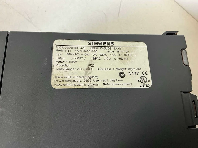 Siemens micromaster 420 frequentieregelaar (3x) - afbeelding 4 van  5