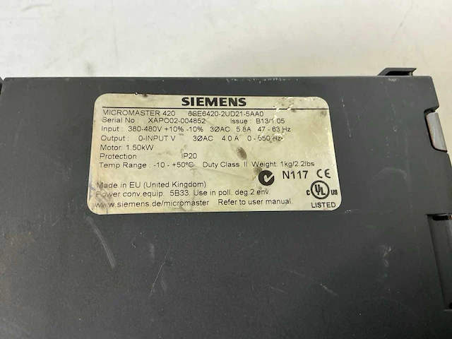 Siemens micromaster 420 frequentieregelaar (3x) - afbeelding 4 van  5