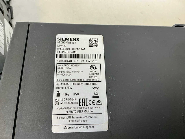 Siemens micromaster 420 frequentieregelaar (3x) - afbeelding 5 van  5