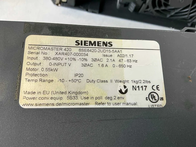 Siemens micromaster 420 frequentieregelaar (3x) - afbeelding 5 van  7