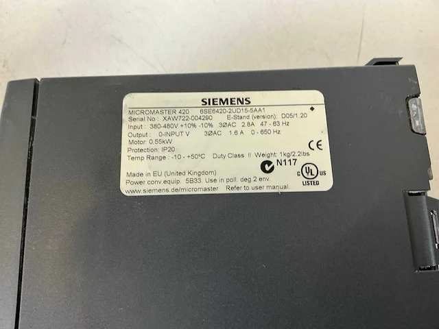 Siemens micromaster 420 frequentieregelaar (3x) - afbeelding 4 van  5