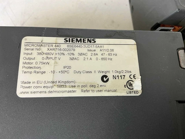 Siemens micromaster 440 frequentieregelaar (3x) - afbeelding 4 van  6