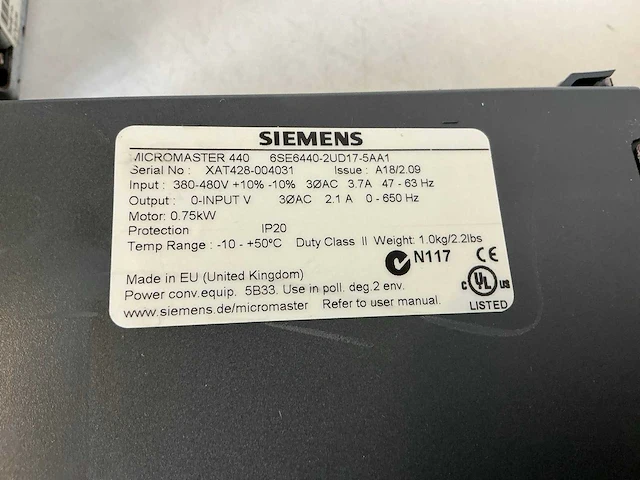 Siemens micromaster 440 frequentieregelaar (3x) - afbeelding 5 van  6