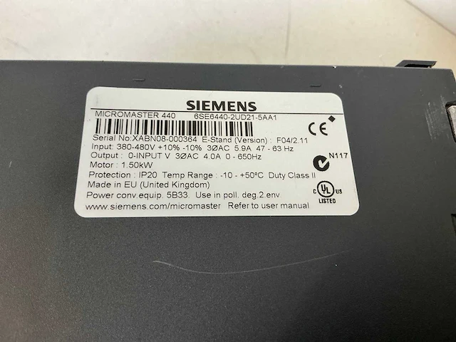 Siemens micromaster 440 frequentieregelaar (3x) - afbeelding 5 van  6