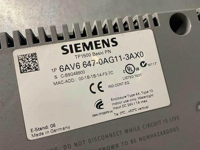 Siemens simatic tp1500 touchpanel - afbeelding 4 van  9