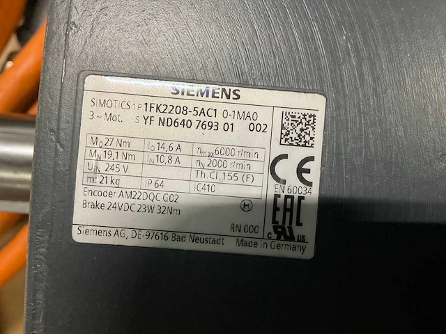 Siemens simotics 1fk2208 servo motor (2x) - afbeelding 6 van  6