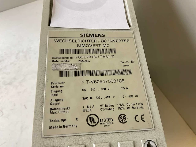 Siemens simovert mc 6se7016-1ta51-z dc inverter - afbeelding 4 van  5