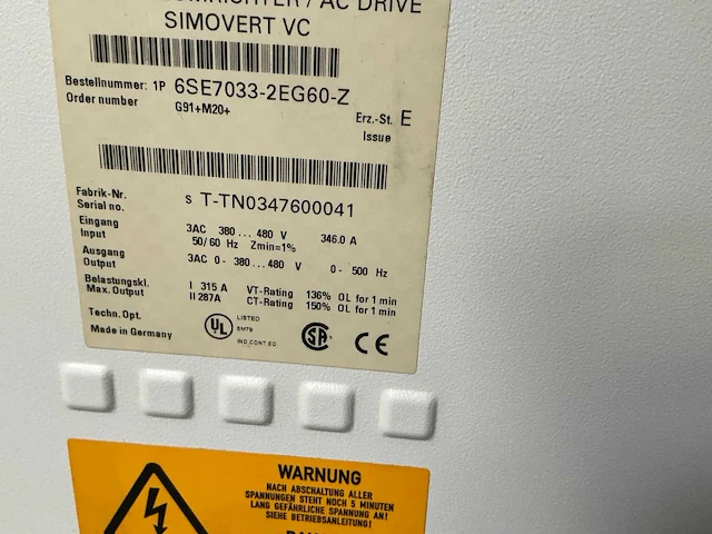 Siemens simovert vc 6se7033-2eg60-z frequentieregelaar - afbeelding 8 van  8