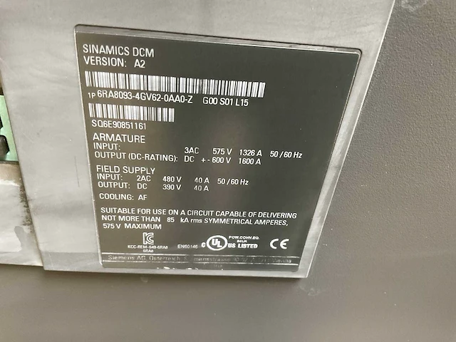 Siemens sinamics 6ra8093-4gv62-0aa0-z dcm dc converter for 4-quadrant drives circuit - afbeelding 6 van  6