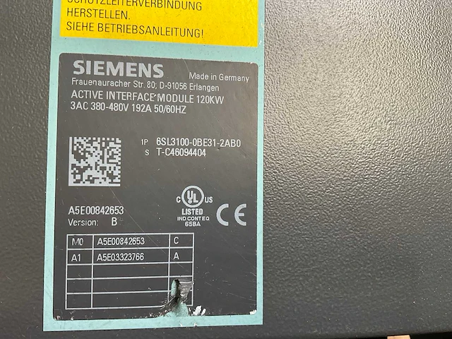 Siemens sinamics 6sl3100-0be31-2ab0 active interface module - afbeelding 8 van  8
