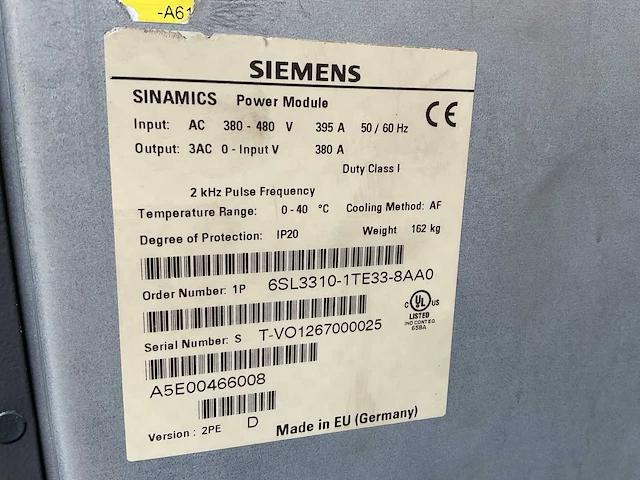 Siemens sinamics 6sl3310-1te33-8aa0 power module - afbeelding 6 van  8