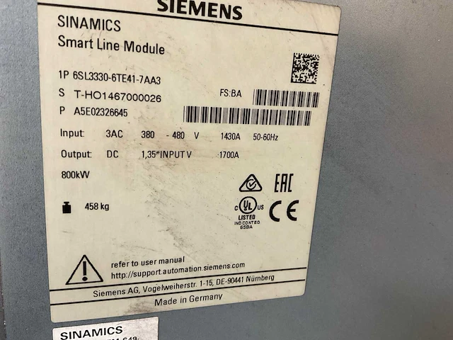 Siemens sinamics 6sl3330-6te41-7aa3 smart line module - afbeelding 7 van  9