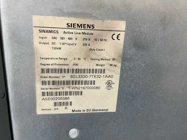 Siemens sinamics 6sl3330-7te32-1aa0 active line module - afbeelding 5 van  5