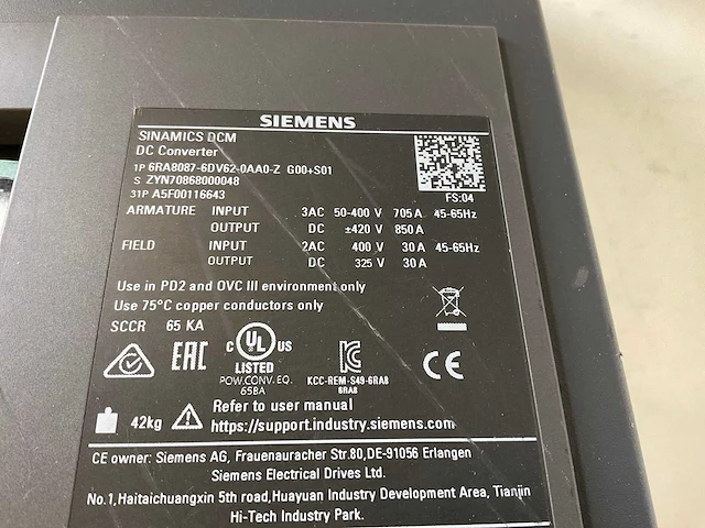 Siemens sinamics dcm 6ra8087-6dv62-0aa0-z frequentieregelaar - afbeelding 5 van  6