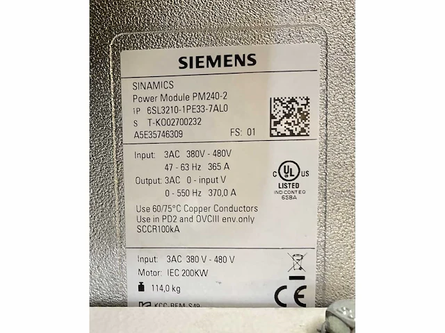 Siemens sinamics pm240-2 6sl3210-1pe33-7al0 frequentieregelaar - afbeelding 9 van  11