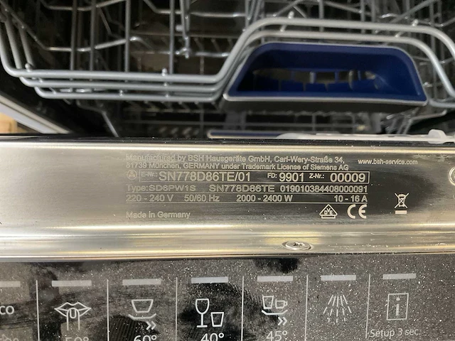 Siemens sn778d86te/01 inbouw vaatwasser - afbeelding 3 van  5