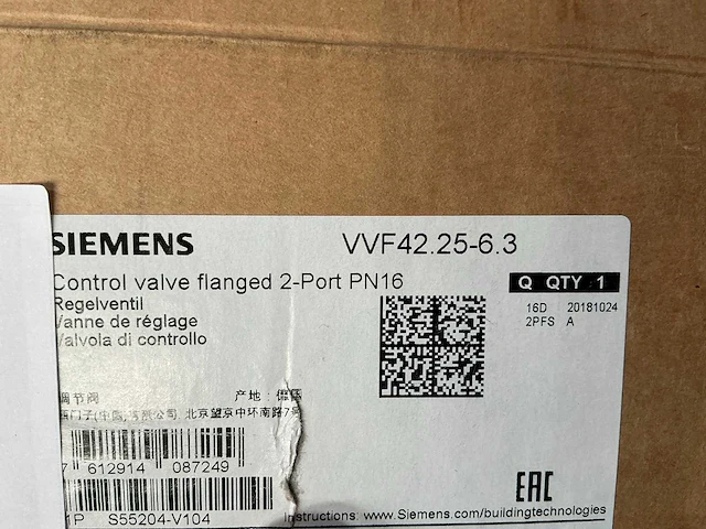 Siemens vvf42.25-6.3 tweeregelklep - afbeelding 4 van  5
