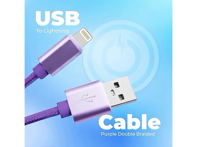 Simply icip08 gevlochten usb naar lightning oplaadkabel - afbeelding 3 van  6