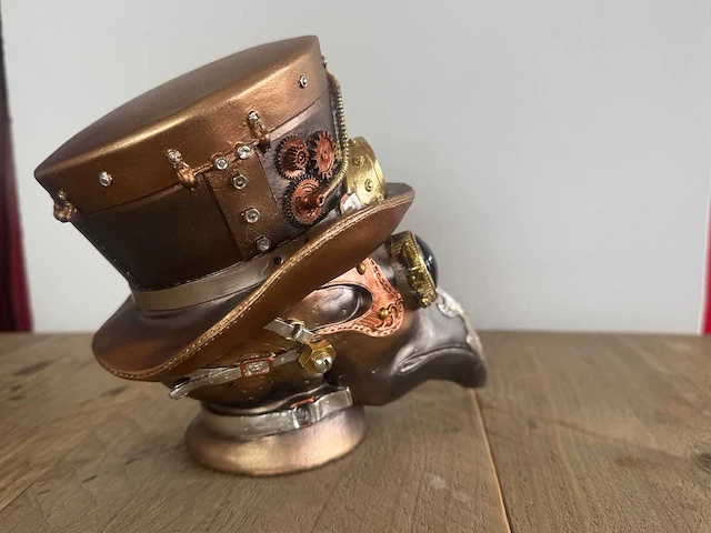 Skull arend steampunk h17cm gold - afbeelding 3 van  3