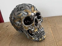 Skull gegraveerd h18cm zilver/goud - afbeelding 1 van  3