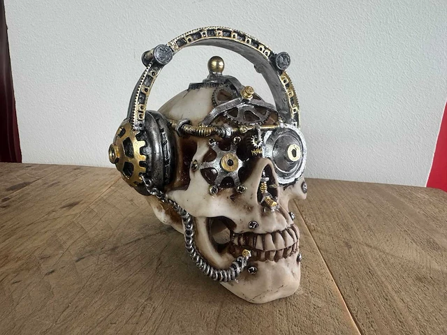 Skull hoofdtelefoon steampunk h14cm - afbeelding 1 van  3