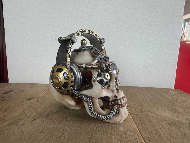 Skull hoofdtelefoon steampunk h14cm - afbeelding 3 van  3