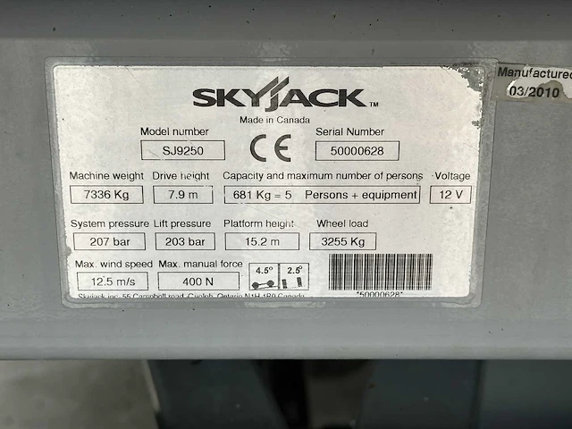 Skyjack - 2010 - sj9250 - hoogwerker - afbeelding 37 van  42