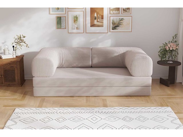 Slaapbank - beige fluweel - afbeelding 3 van  7