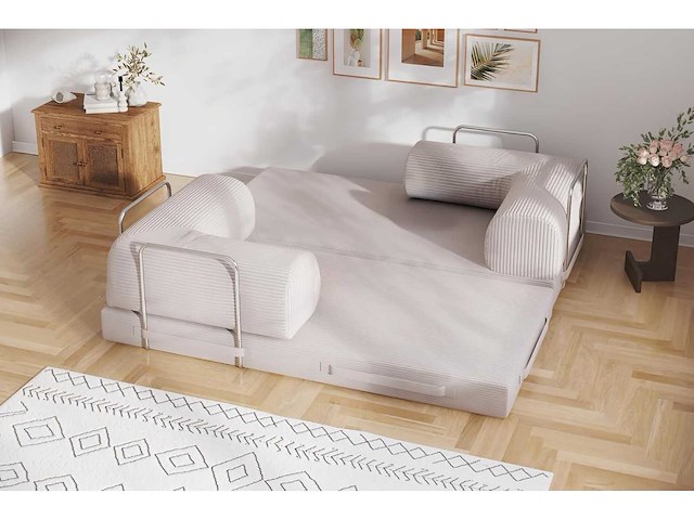 Slaapbank - beige fluweel - afbeelding 5 van  7