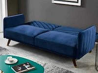 Slaapbank 3-zits slaapbank in fluweel - midnight blue - afbeelding 2 van  6