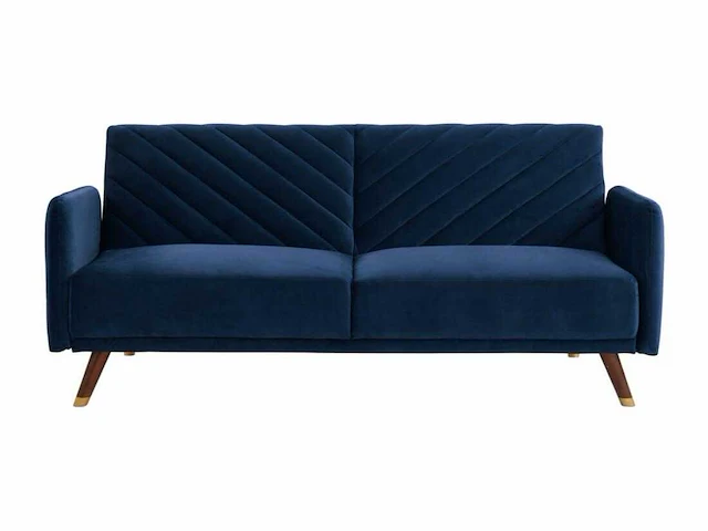 Slaapbank 3-zits slaapbank in fluweel - midnight blue - afbeelding 3 van  6